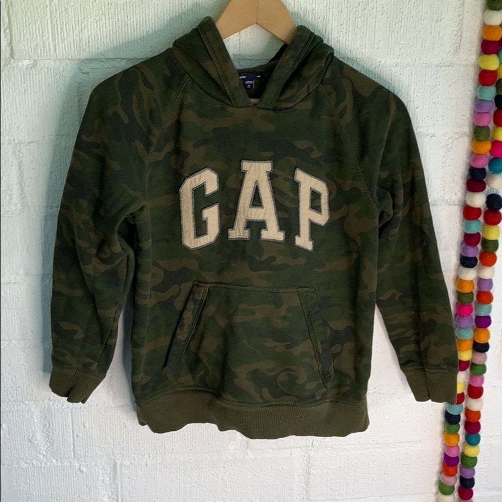 Gap Camouflage Kids Logo Sweatshirt Hoodie sz M